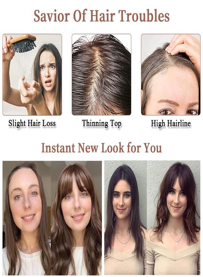 Molefi Human Hair Topper,10 inch Premium Remy Hair Toppers for Women 3 * 3.5 inch Invisible Clip in Bangs for Adding Volume - Image 4